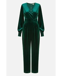 Yumi Women's Velvet Long Sleeve Jumpsuit