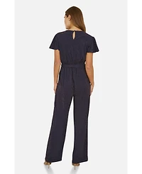 Yumi Women's Sparkle Stretch Wrap Over Jumpsuit