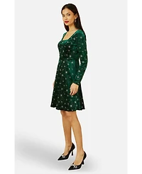 Yumi Women's Starburst Foil Print Skater Dress