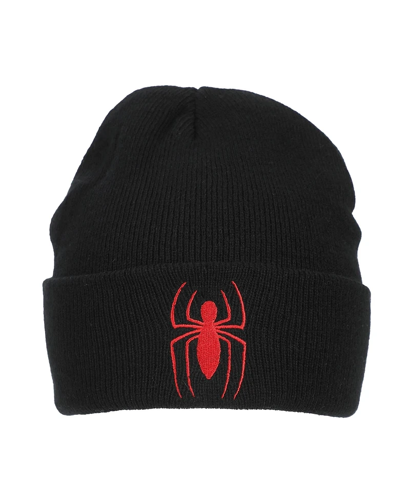 Marvel Men's Spider-Man Spiderman Logo Embroidery Standard Cuff Acrylic Knit Beanie Cuff Beanie