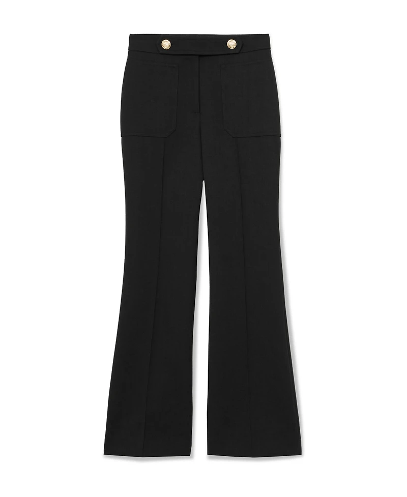 Reiss Women's Twill Button-Tab Flared with Wool Pants