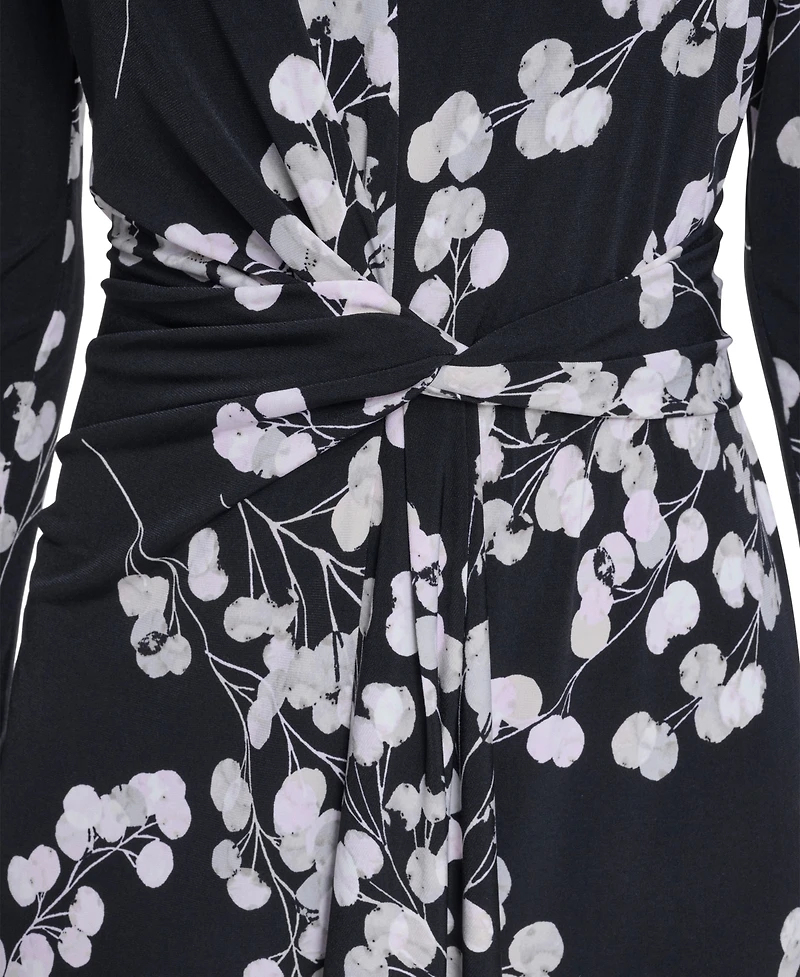 Calvin Klein Petite Printed Long-Sleeve Midi Dress