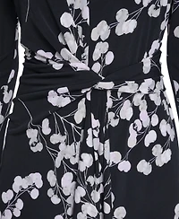 Calvin Klein Petite Printed Long-Sleeve Midi Dress