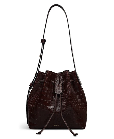 Radley London York Mews Faux Croc Small Drawstring Shoulder Bag
