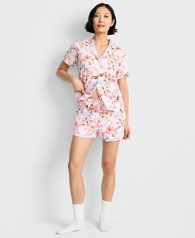 State of Day Women's Fluid Knit Notched-Collar Pajama Set Xs-3X, Exclusively at Macy's