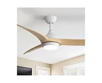 Sofucor 52-inch Modern White Standard 3-Blade Ceiling Fan With Remote and Led Light