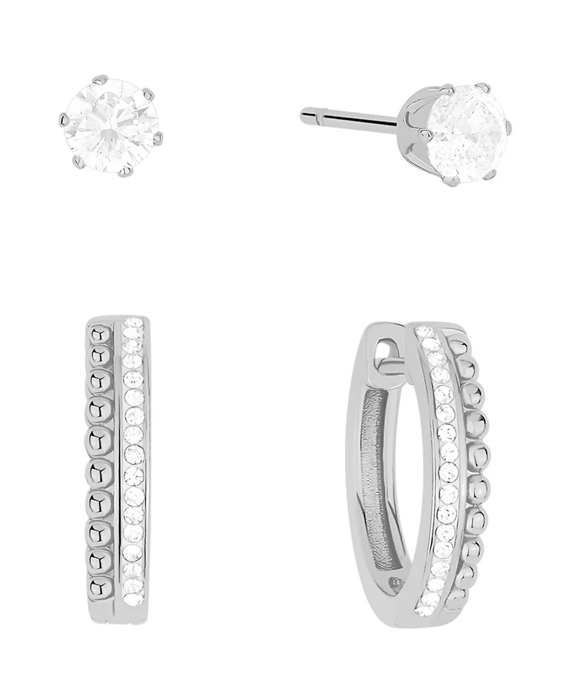 And Now This Crystal Stud and Hoop Earrings Set
