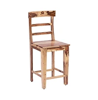 Porter Designs Taos Solid Sheesham Wood Counter Chair, Natural (Set of 2)