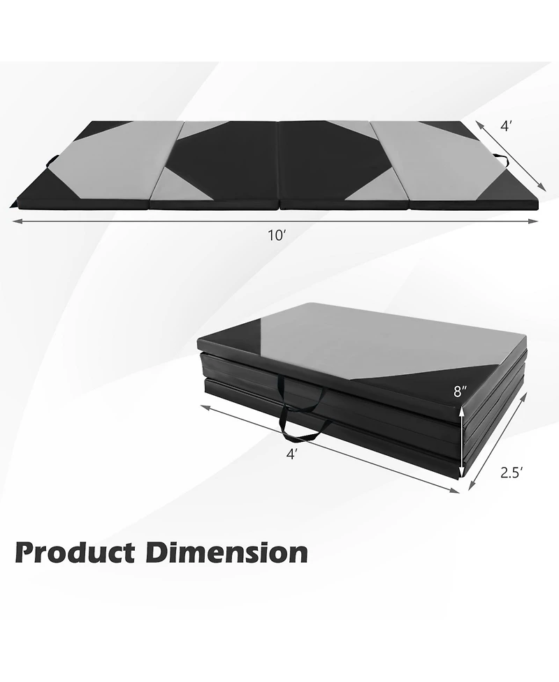 Skonyon 10 Feet x 4 Feet x 2 Inch Folding Exercise Mat with Hook and Loop Fasteners