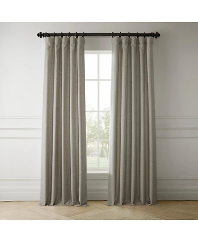 Half Price Drapes Fossil Grey Italian Faux Linen Room Darkening Curtain