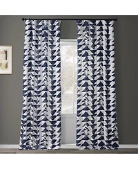 Half Price Drapes Triad Indigo Geometric Printed Cotton Room Darkening Curtain