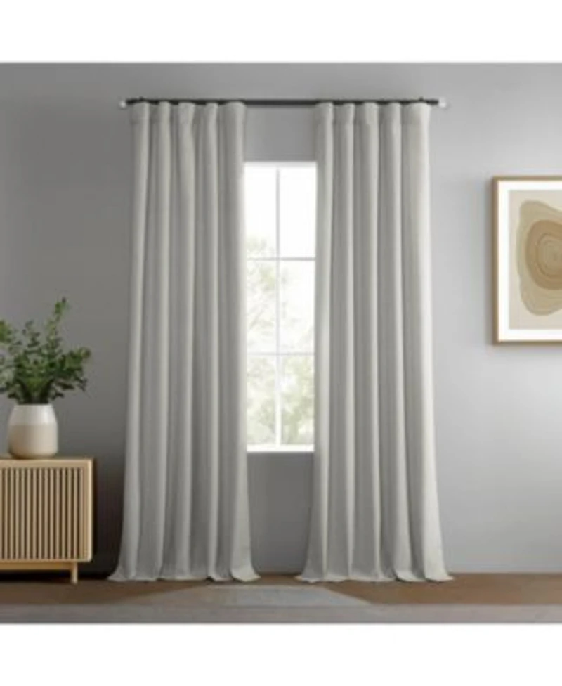 Half Price Drapes Boho Chic Faux Linen Blackout Curtain Pair 2 Panels