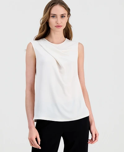 Anne Klein Women's Sleeveless Pleated Asymmetrical Top