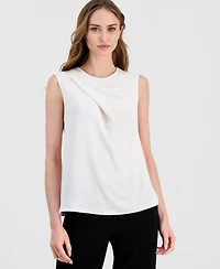 Anne Klein Women's Sleeveless Pleated Asymmetrical Top