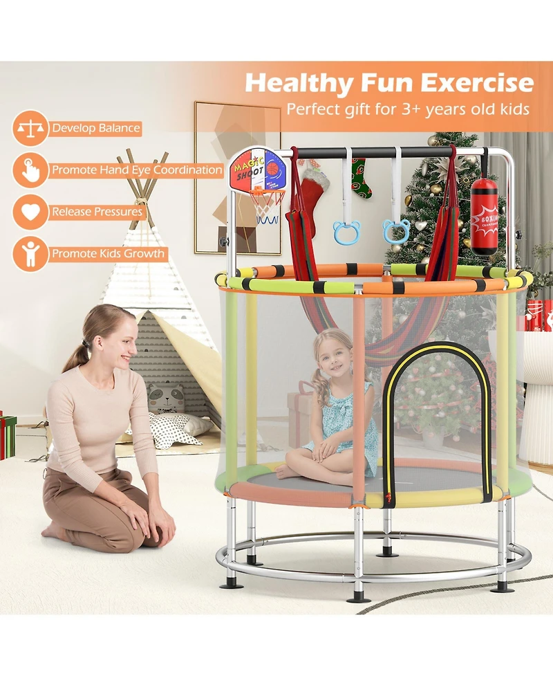 Skonyon 55" Kids Trampoline Gift for 3-6 Years Old Boys and Girls