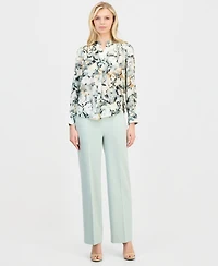 Anne Klein Women's Pleat-Front Long-Sleeve Blouse