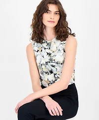 Anne Klein Women's Sleeveless Asymmetric Pleated Top