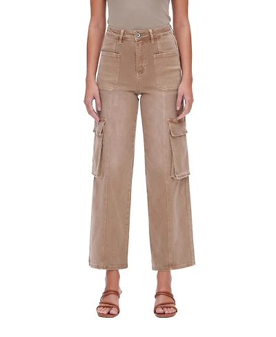 Bayeas Women's High-Rise Stretch Utility Wide-Leg Cargo Jeans