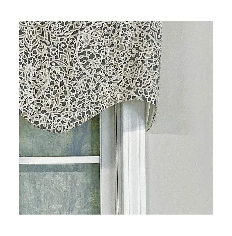 Rlf Home Stella Paisley Regal Valance Navy. 3" Rod Pocket 50"W x 17"L