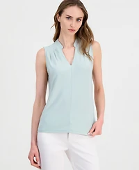 Anne Klein Women's V-Neck Collared Sleeveless Top