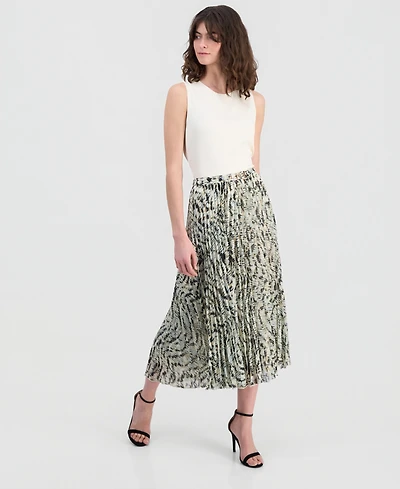 Anne Klein Women's Belted Pleated Midi Skirt