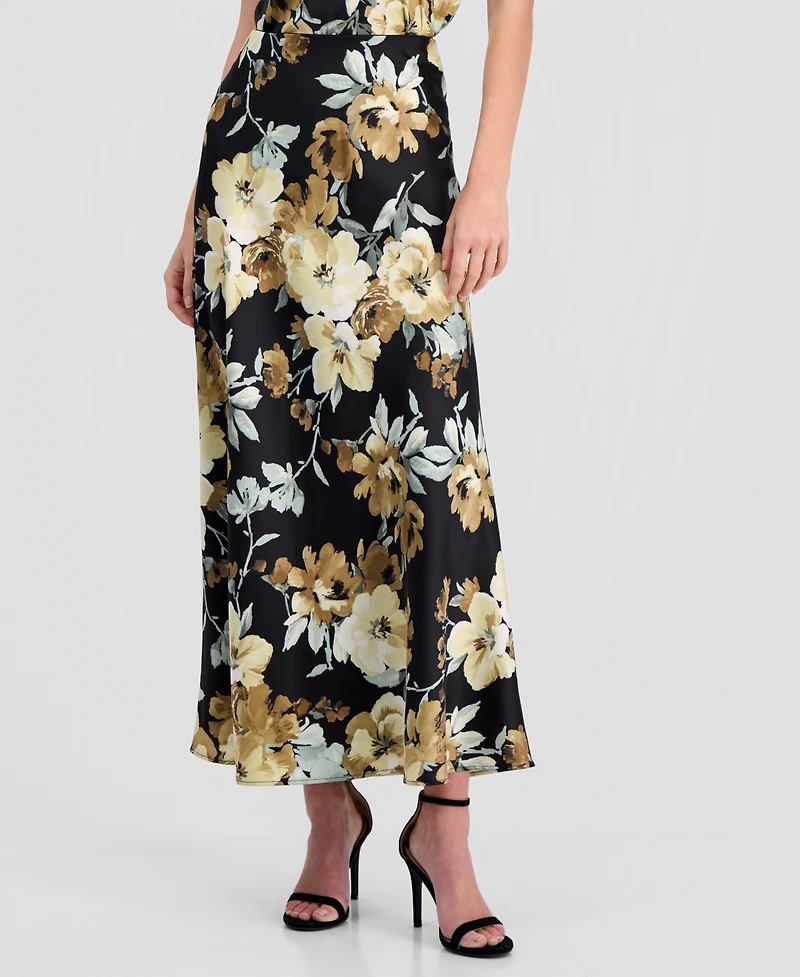 Anne Klein Women's Floral-Print Pull-On Flared Skirt