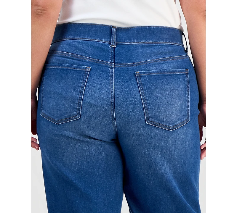Style & Co Plus Pull-On Shaping High-Rise Wide-Leg Jeans