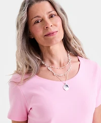 Style & Co Petite Cotton Scoop-Neck Short-Sleeve Top, Created for Macy's