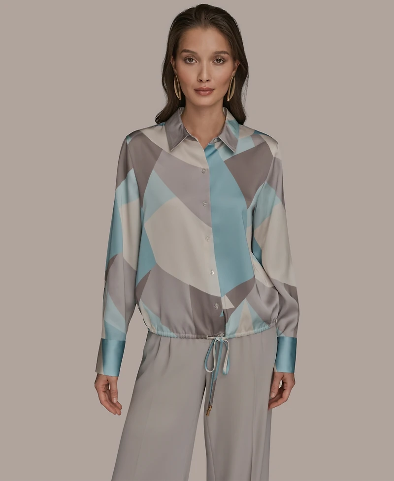 Donna Karan New York Women's Long-Sleeve Drawstring Top