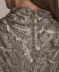 Donna Karan New York Women's Sequined Cowl Neck Top