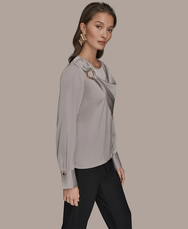 Donna Karan New York Women's Scoop Neck Long-Sleeve Top