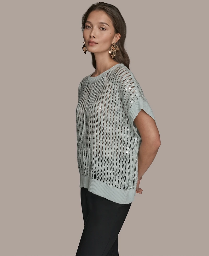 Donna Karan New York Women's Short-Sleeve Crewneck Sweater