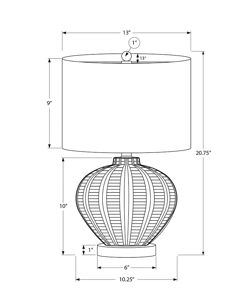 Monarch Specialties Lighting 21" Plastic Table Lamp