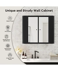 Clihome Green Wall-Mounted Bathroom Cabinet with Mirror – Ideal for Bathroom, Living Room, Kitchen & Dining Area