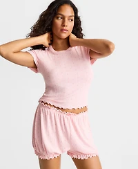 State of Day Women's Pointelle Top & Bloomer Shorts Pajamas, 2-Piece Set, Macy's Exclusive
