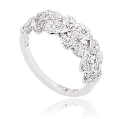 Suzy Levian Sterling Silver Cubic Zirconia Multi Flower Band Ring