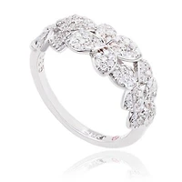 Suzy Levian Sterling Silver Cubic Zirconia Multi Flower Band Ring