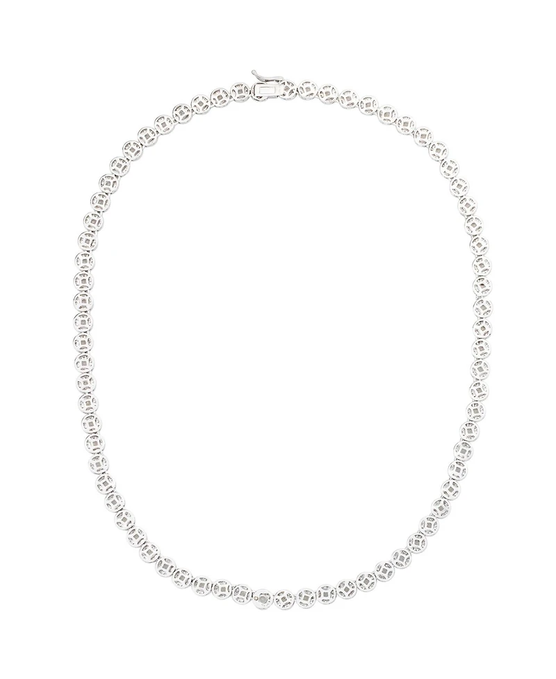 Suzy Levian Sterling Silver Topaz Halo Tennis Necklace