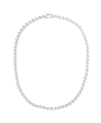 Suzy Levian Sterling Silver Topaz Halo Tennis Necklace