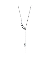 White Gold Plated Minimalist Curved Pendant Y-Necklace
