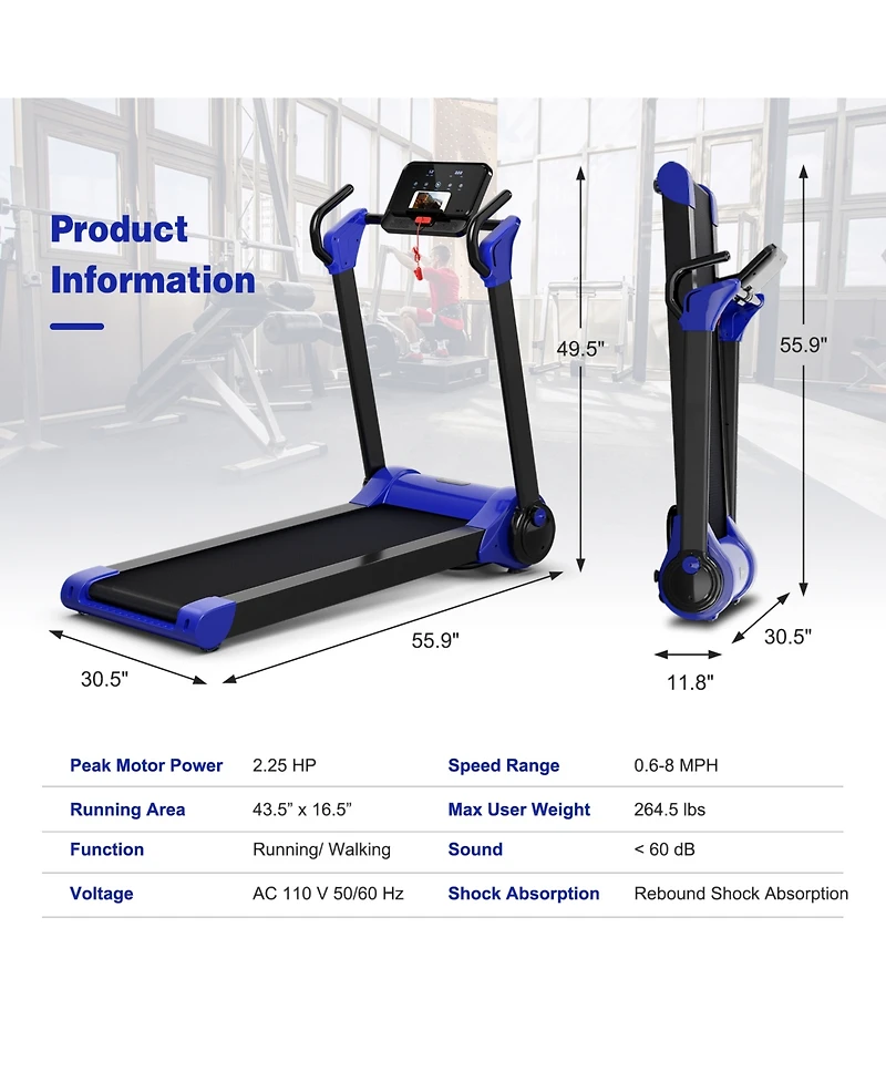 Skonyon 2.25 Hp Electric Motorized Folding Running Treadmill Machine with Led Display
