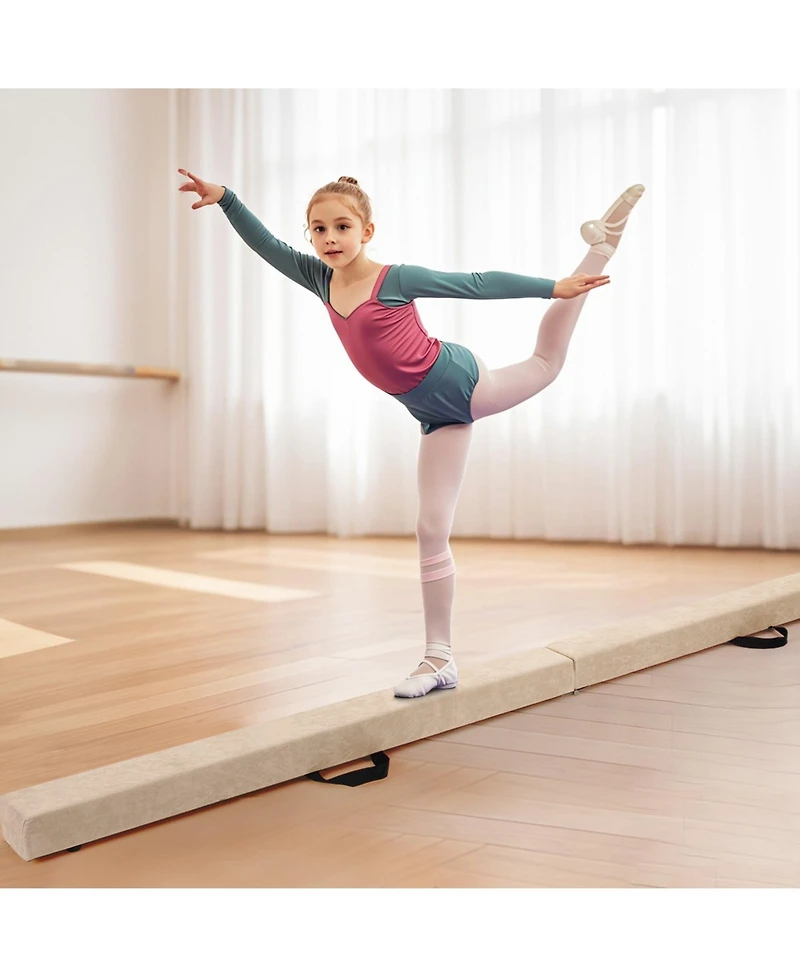 Skonyon Folding Balance Beam with Solid Wood Base and Anti-slip Bottom