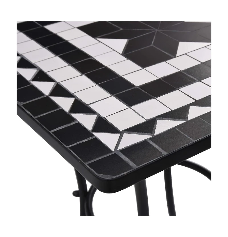 vidaXL Mosaic Bistro Table Black and White 23.6" Ceramic