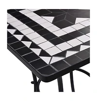 vidaXL Mosaic Bistro Table Black and White 23.6" Ceramic
