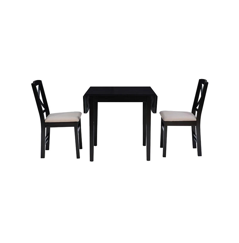 Torino 3Pc Drop Leaf Dining Set Black