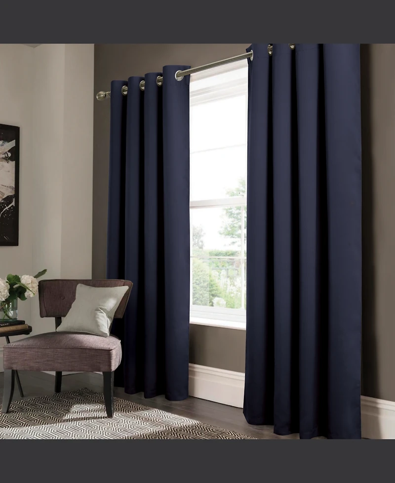 Rt Designer Collection Anchorage Blackout Grommet Luxurious Modern Design Curtain Panel 54" x 95" Navy