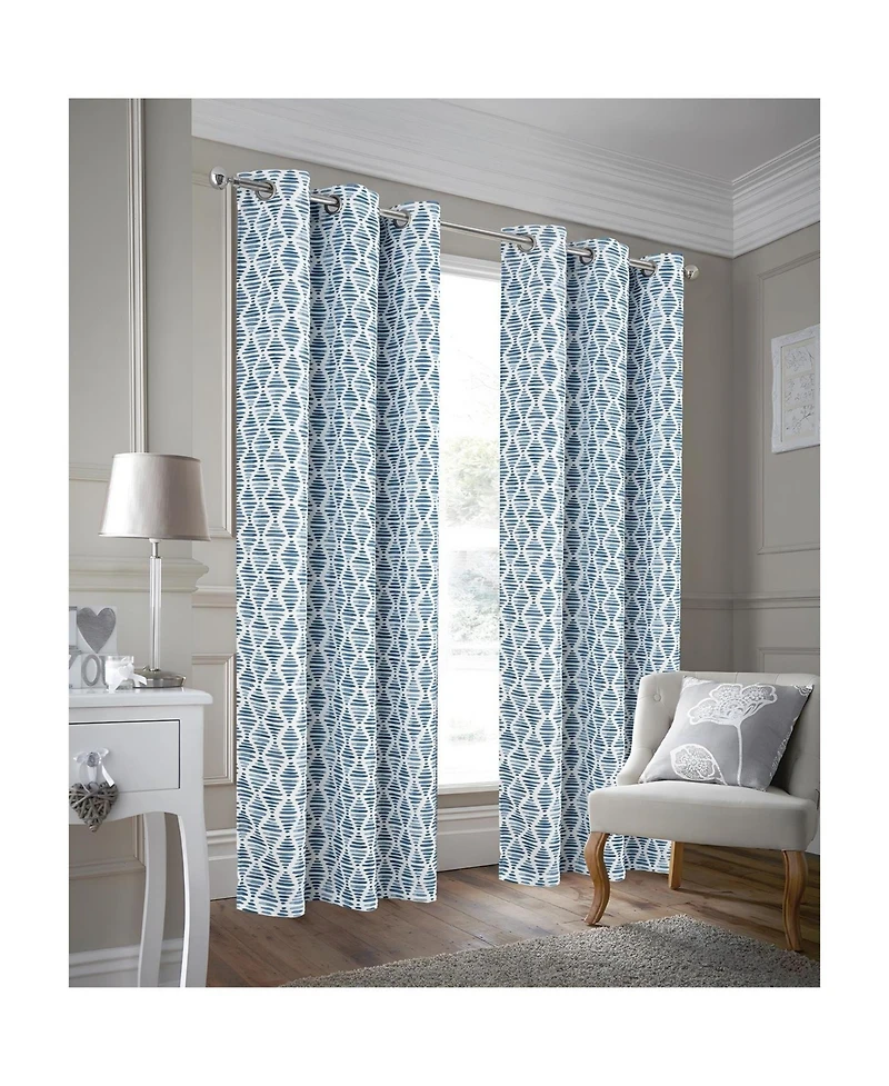 Rt Designer Collection Justice Printed Blackout Luxurious Decorative Grommet Curtain Panel 54" x Blue