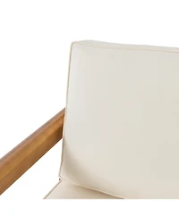 Streamdale Furniture Acacia Patio Club Chairs (Set of 2), Teak Finish, Beige Cushions