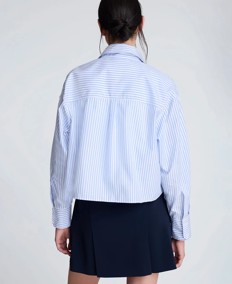 Kenneth Cole Women's Striped Boxy Cropped Top