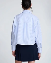 Kenneth Cole Women's Striped Boxy Cropped Top